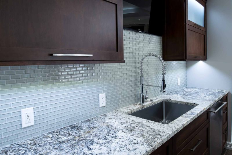 Dark Industrial 2 Handsome and rich kitchen and cleanup sink with tile backsplash backdrop